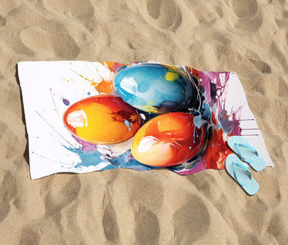 Watercolour Splashart Easter Eggs Beach Towel