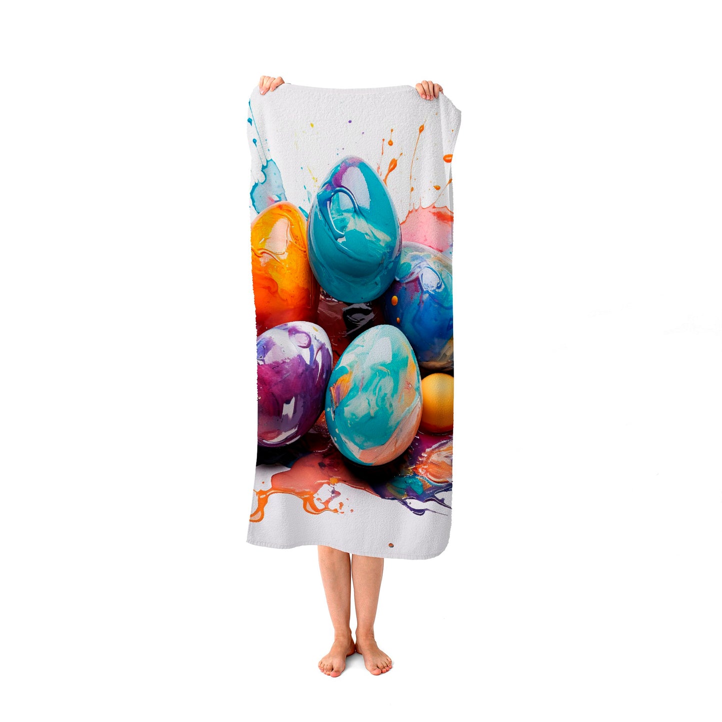 Watercolor Easter eggs Beach Towel