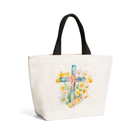 Easter Cross with Daffodils Beach Shopper Tote Bag