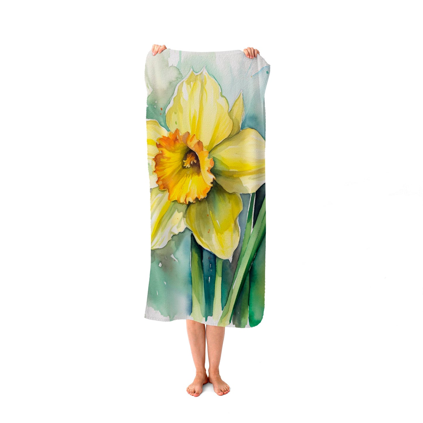 Watercolour Daffodil Beach Towel