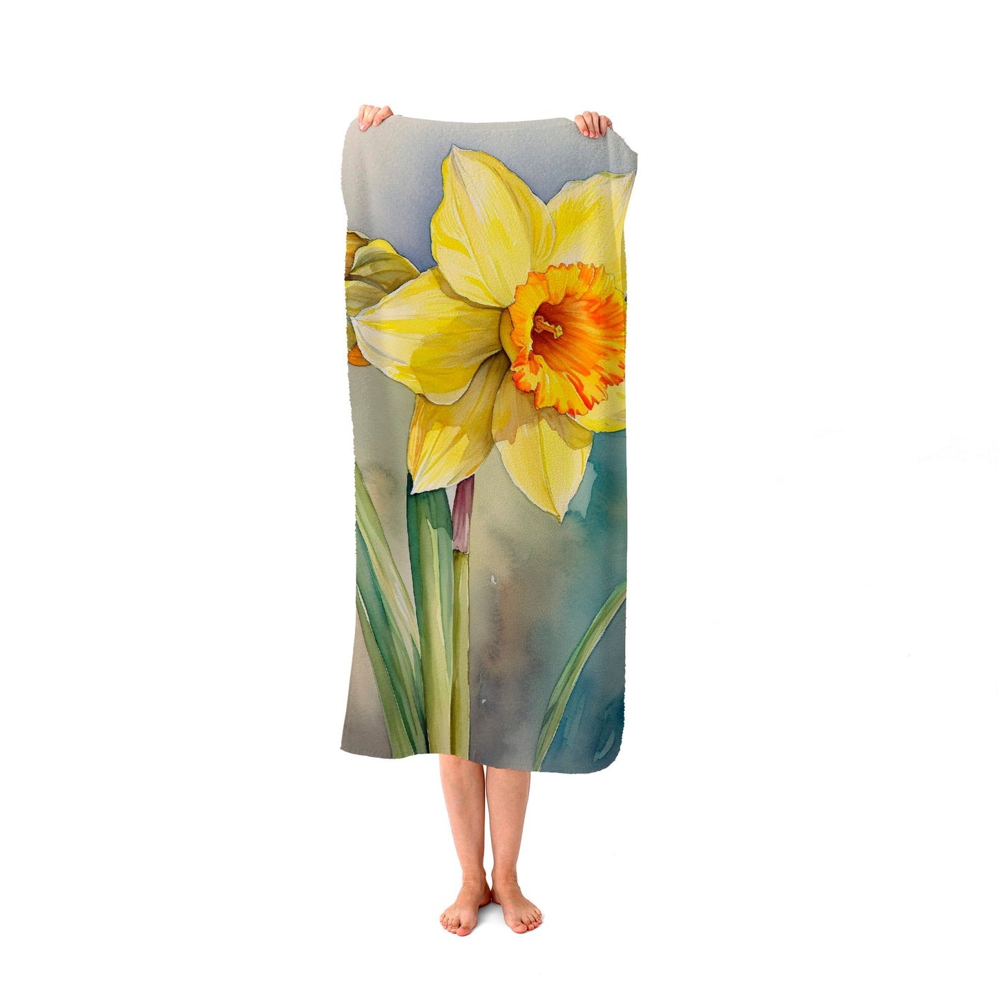 Daffodil Watercolour Beach Towel