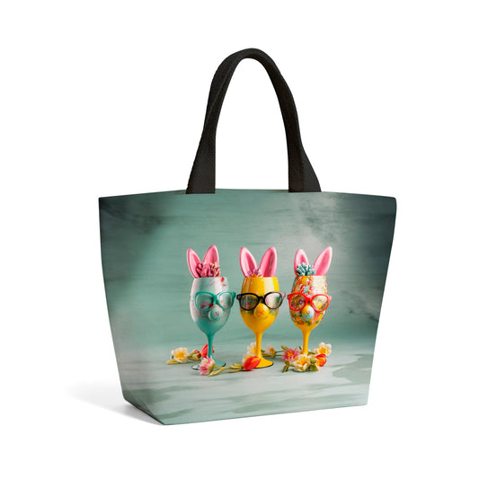 Funky Easter Bunny Glasses Splashart Beach Shopper Tote Bag