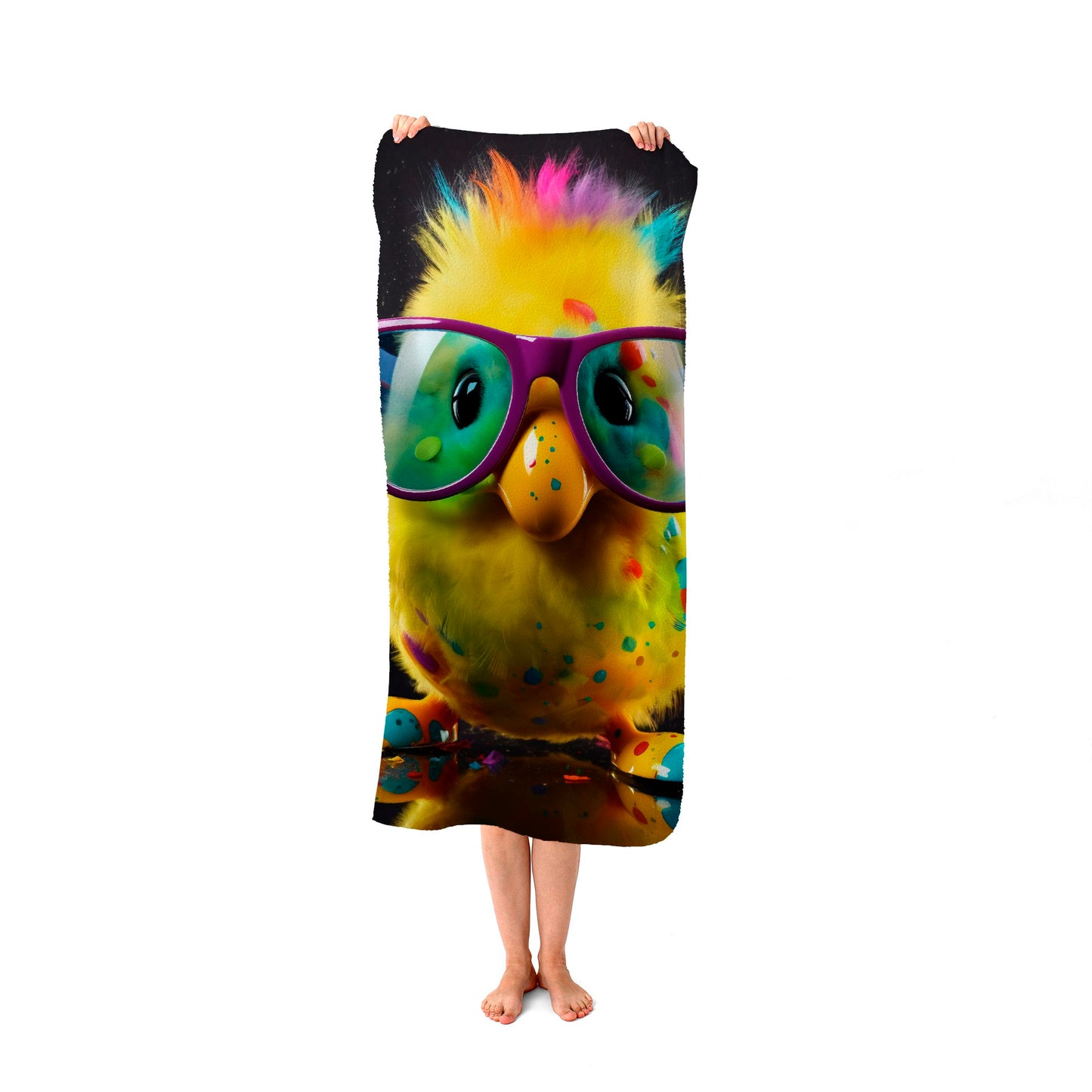 Funky Easter Chick With Glasses Beach Towel