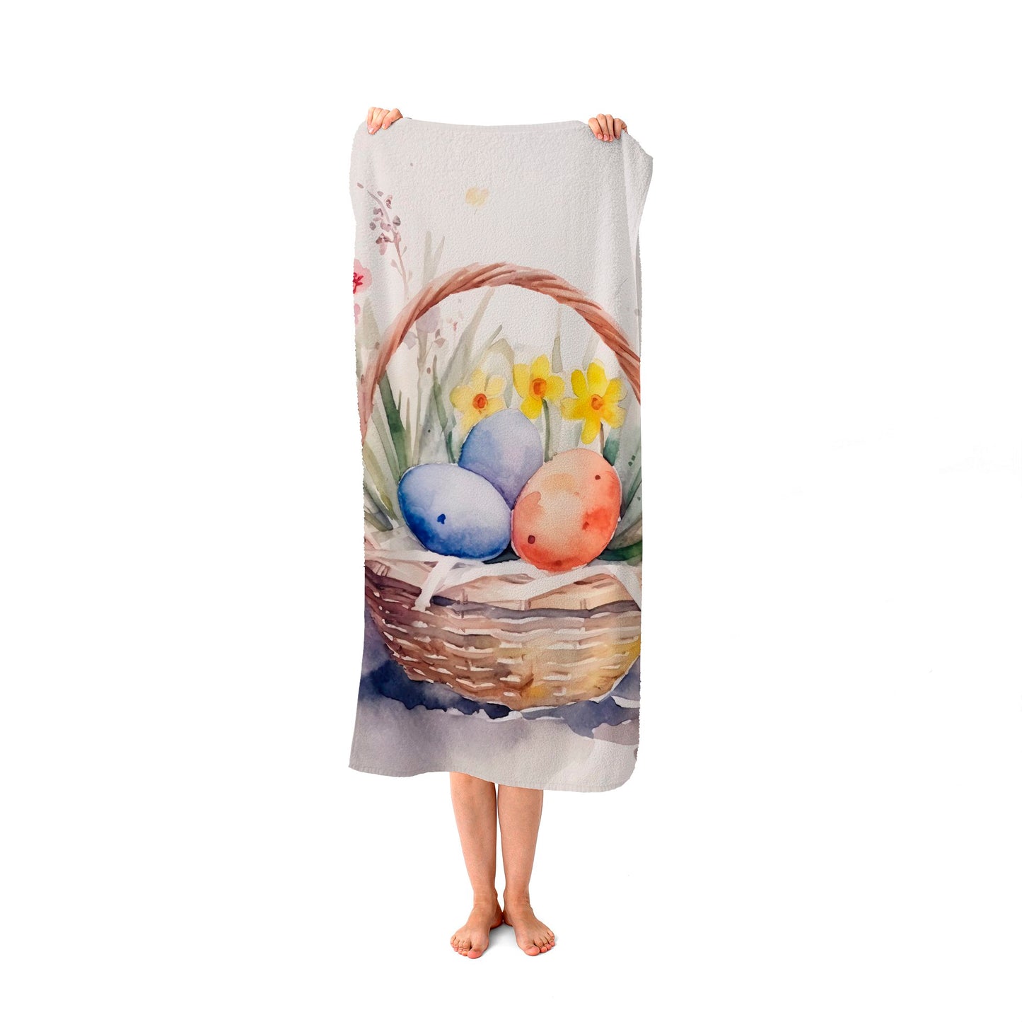 Watercolour Easter Basket Beach Towel