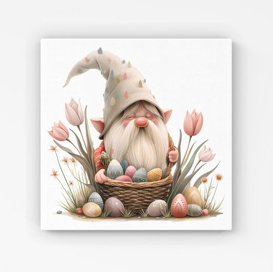 Easter Gnome Basket HD Metal Print