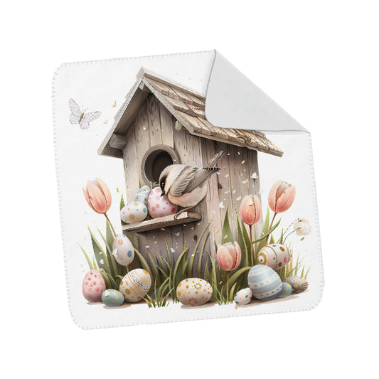 Easter Birdhouse Fleece Blanket
