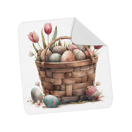 Easter Egg Basket And Tulips Fleece Blanket