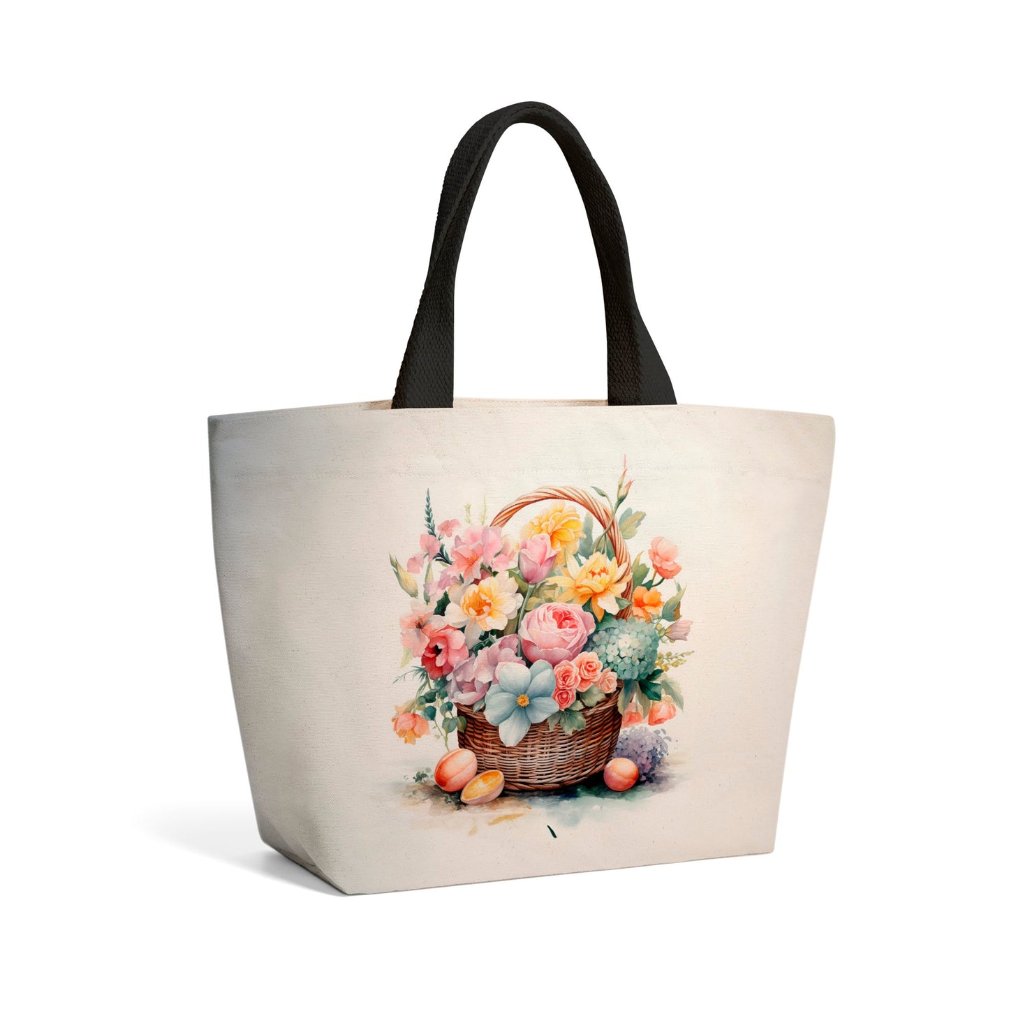 Easter Watercolour Basket Beach Shopper Tote Bag