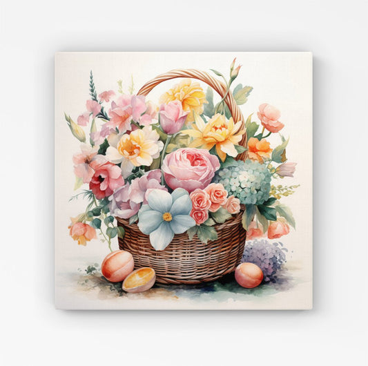 Easter Watercolour Basket HD Metal Print