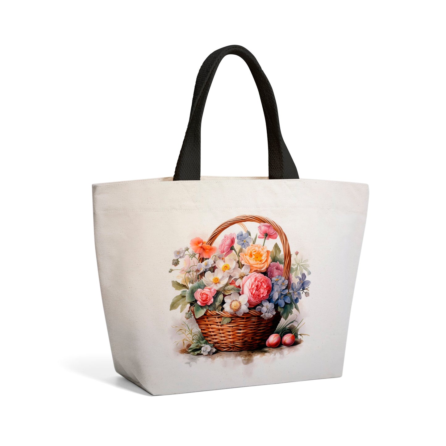 Victorian Easter Basket Watercolour Beach Shopper Tote Bag