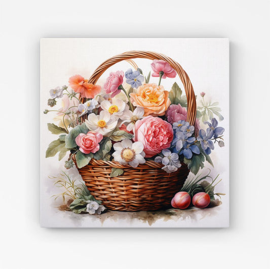 Victorian Easter Basket Watercolour HD Metal Print