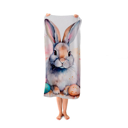 Easter Bunny Watercolour Beach Towel