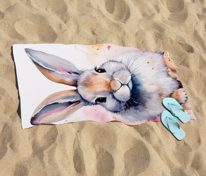 Easter Bunny Watercolour Beach Towel