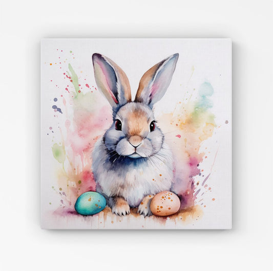 Easter Bunny Watercolour HD Metal Print