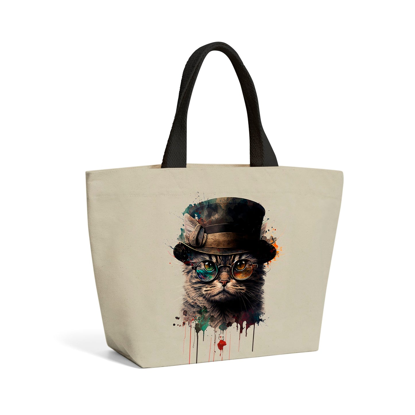 Cat And Hat Splashart Beach Shopper Tote Bag