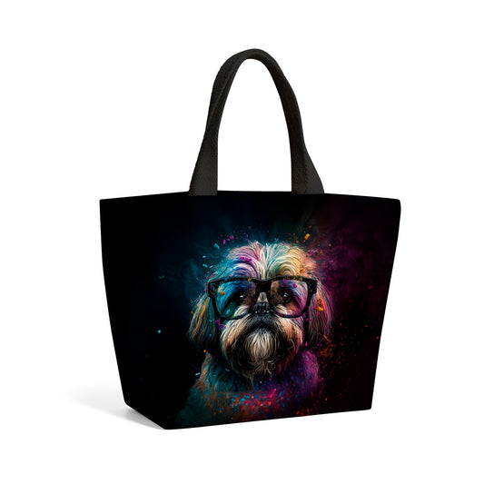 Lharsa Apso Dog Face Splashart Beach Shopper Tote Bag