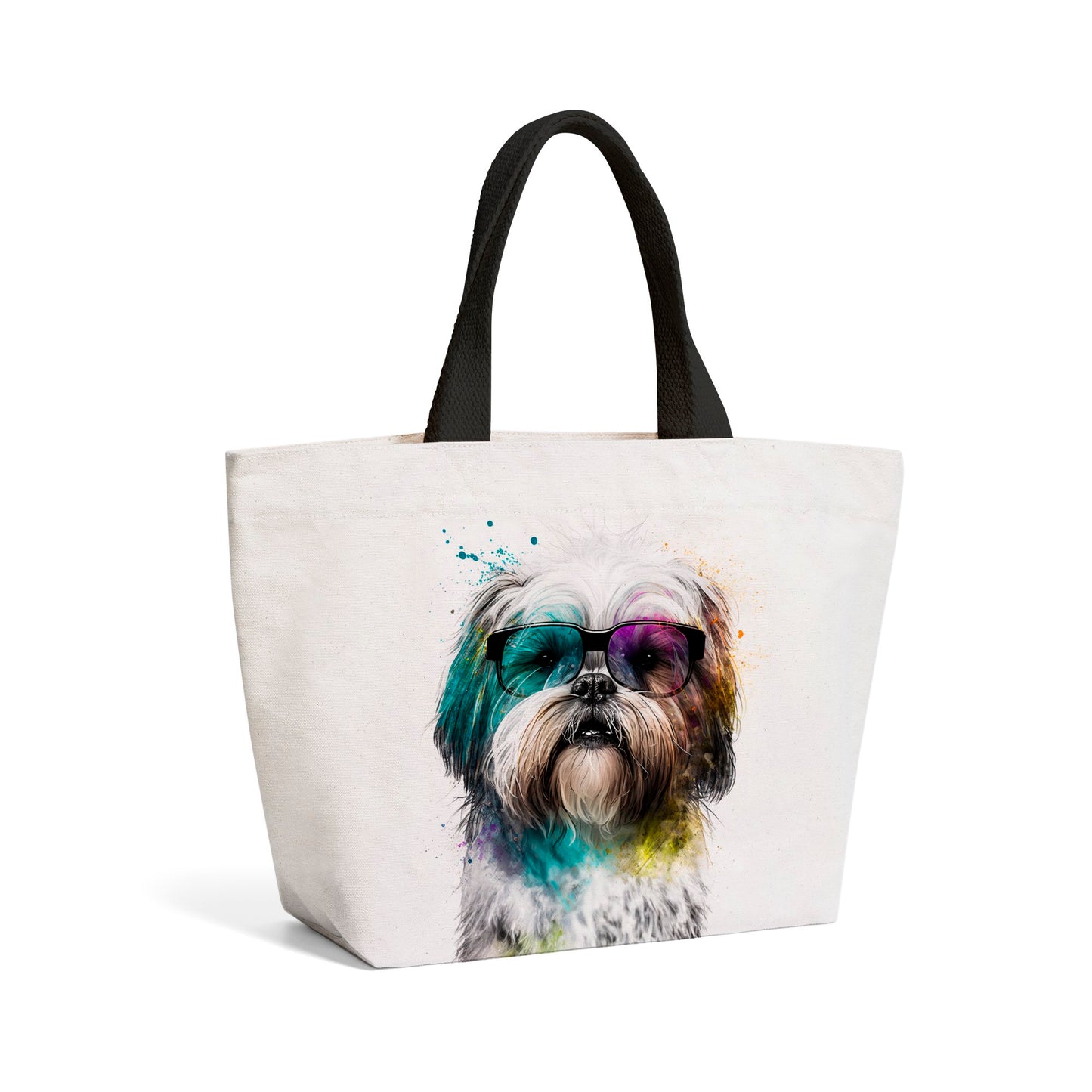 Lhasa Apso Face Glasses Splashart Beach Shopper Tote Bag