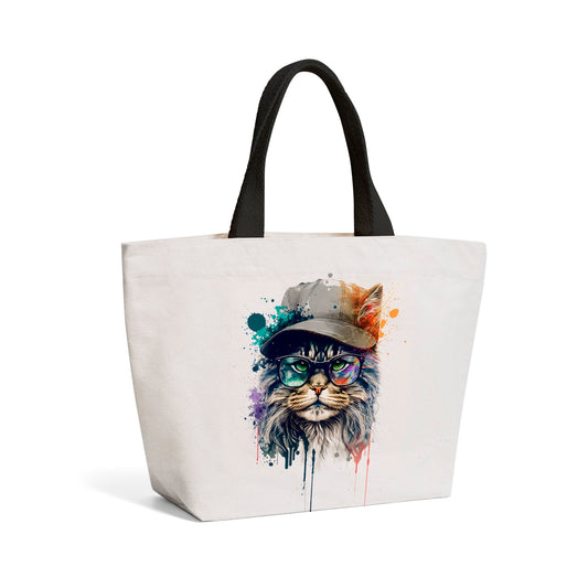 Maine Coon Cat Splashart Beach Shopper Tote Bag