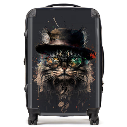 Maine Coon Cat With Glasses Splashart Suitcase