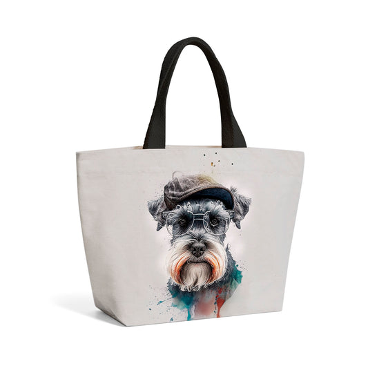 Miniature Schnauzer Dog Splashart Beach Shopper Tote Bag