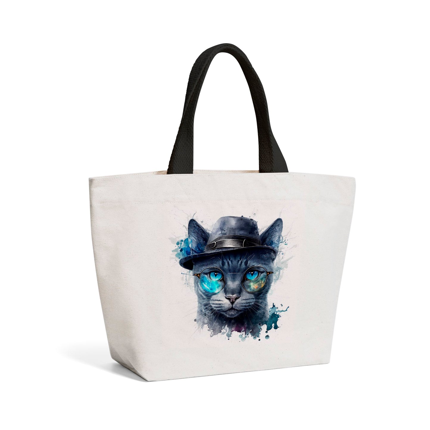 Russian Blue Cat Splashart Beach Shopper Tote Bag