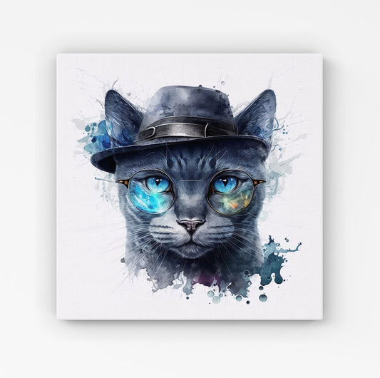 Russian Blue Cat Splashart HD Metal Print