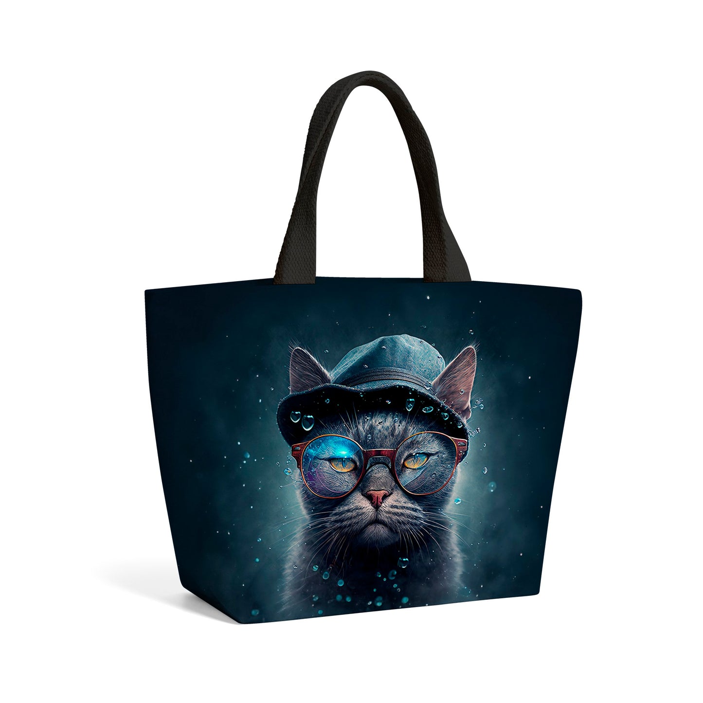 Russian Blue Cat Splashart Beach Shopper Tote Bag