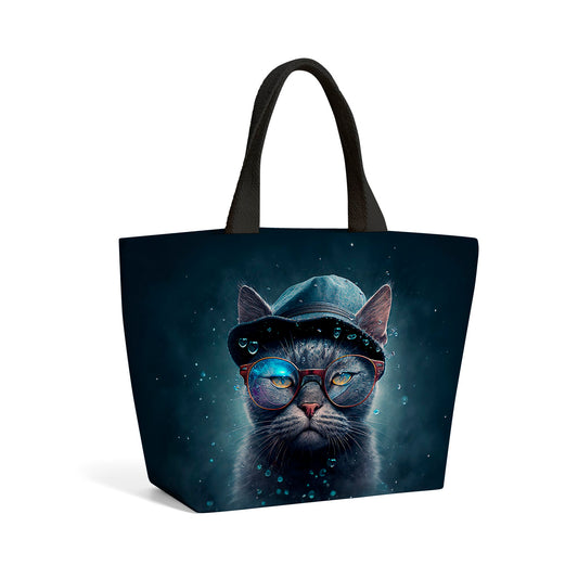 Russian Blue Cat Splashart Beach Shopper Tote Bag