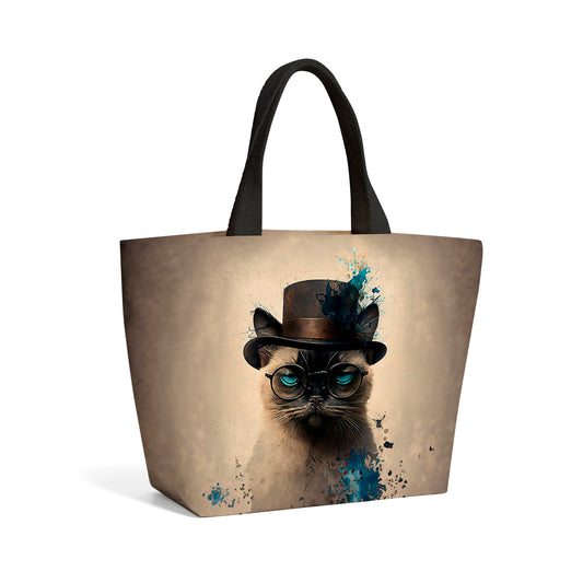 Siamese Cat Splashart Beach Shopper Tote Bag