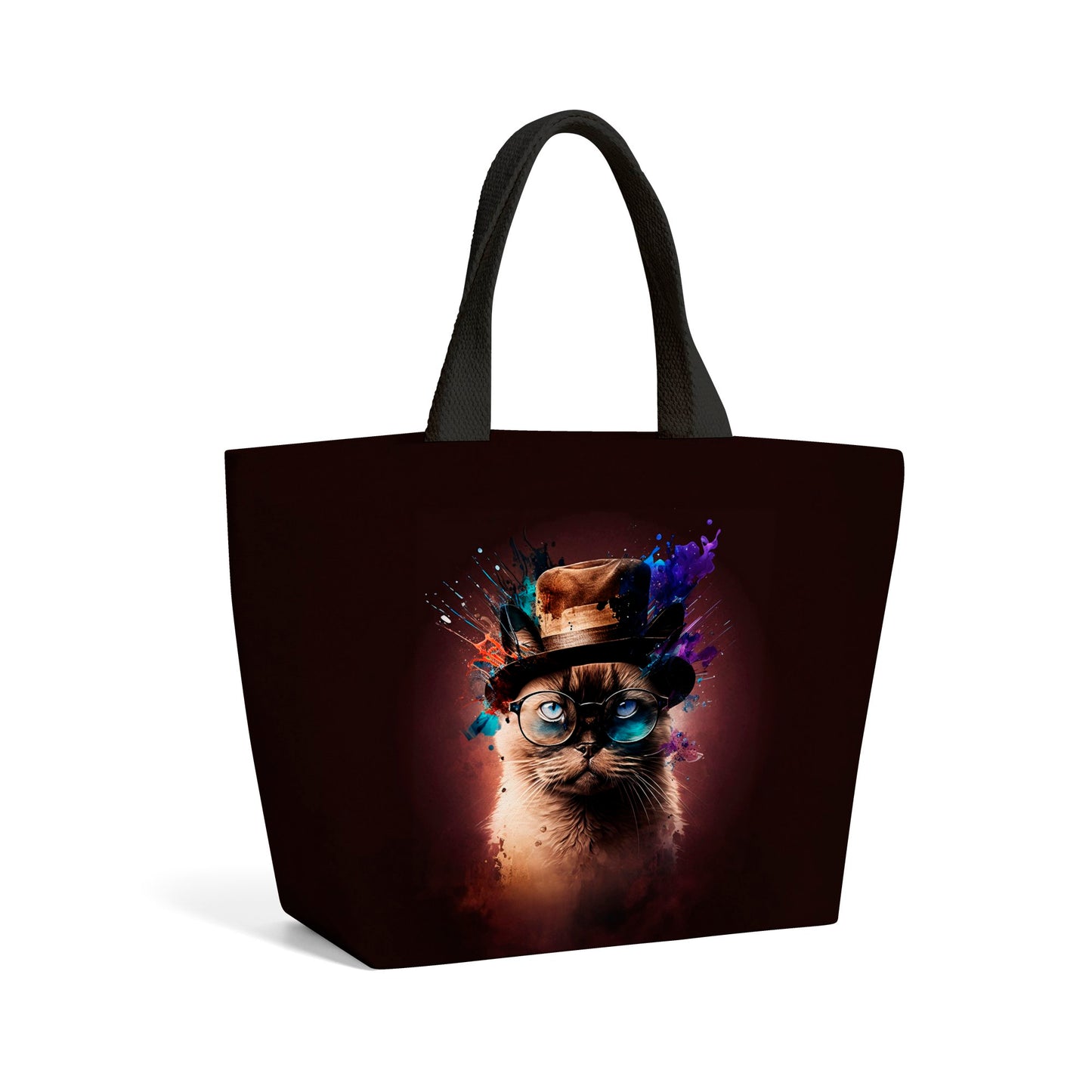 Siamese Cat Face Splashart Beach Shopper Tote Bag