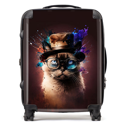 Siamese Cat Face Splashart Suitcase