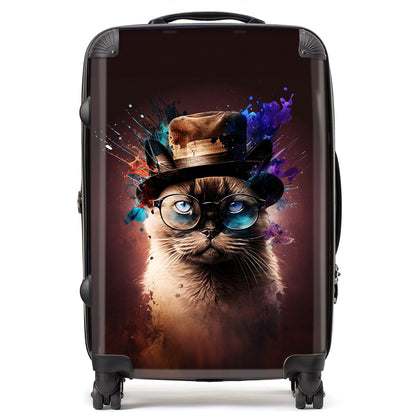 Siamese Cat Face Splashart Suitcase