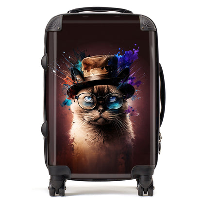 Siamese Cat Face Splashart Suitcase