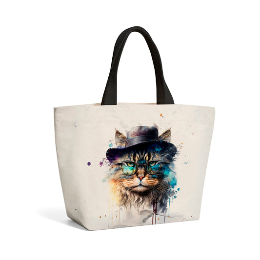 Siberian Cat Splashart Beach Shopper Tote Bag