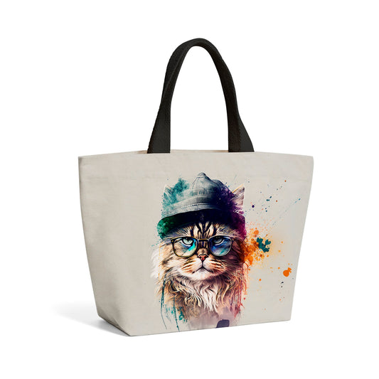 Siberian Cat Face Splashart Beach Shopper Tote Bag