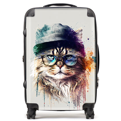 Siberian Cat Face Splashart Suitcase