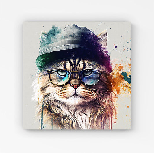 Siberian Cat Face Splashart HD Metal Print