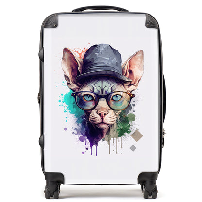 Sphynx Cat Face Glasses And Hat Splashart Suitcase