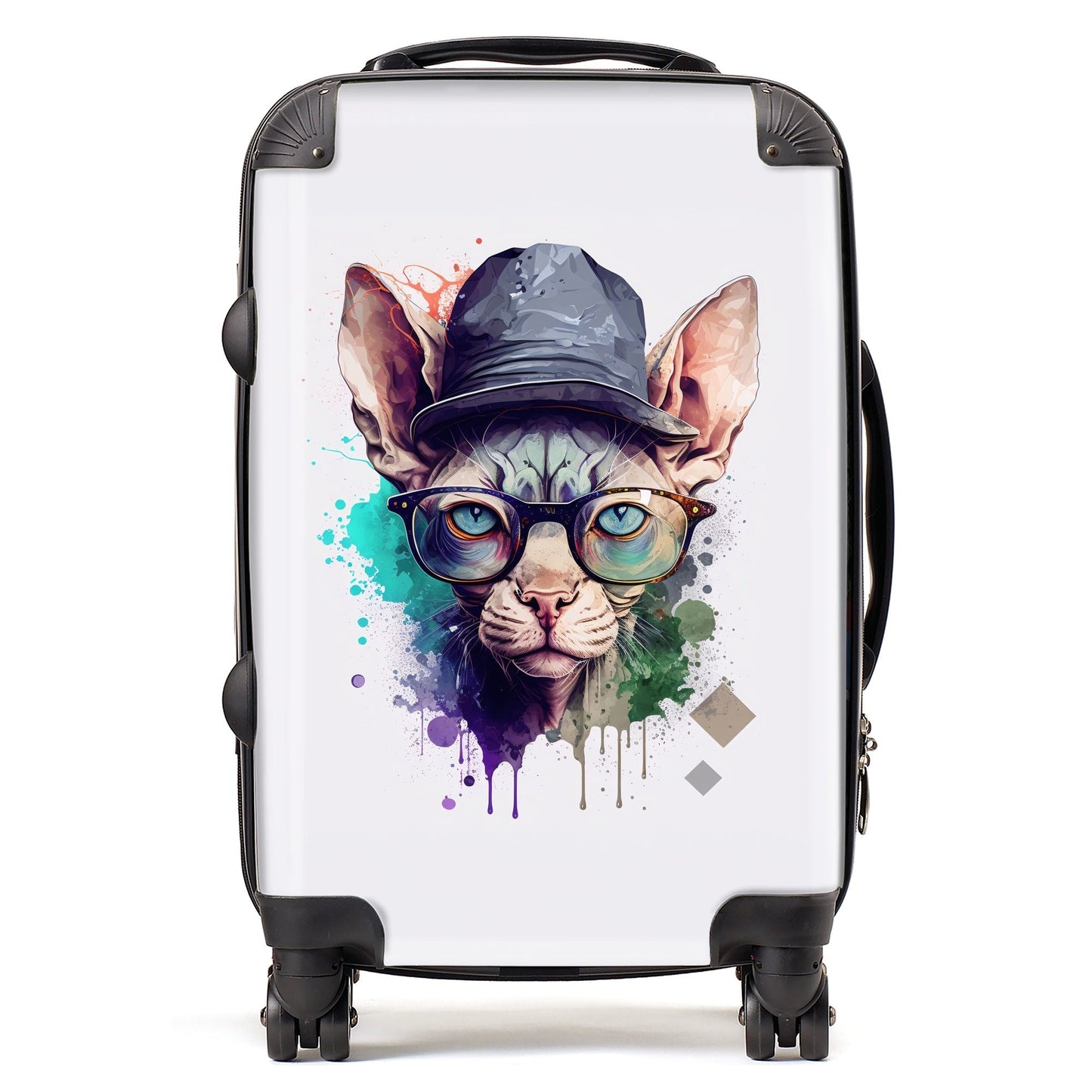 Sphynx Cat Face Glasses And Hat Splashart Suitcase