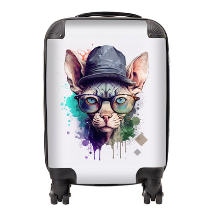 Sphynx Cat Face Glasses And Hat Splashart Suitcase