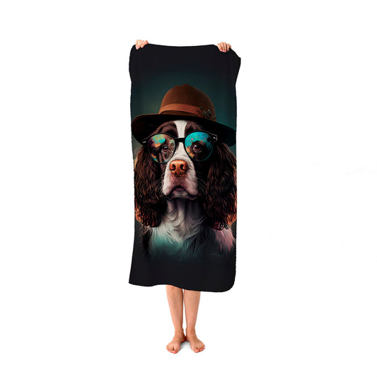 Springer Spaniel Dog Splashart Beach Towel