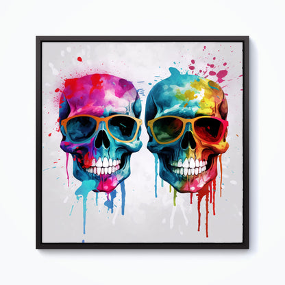 Splashart Happy Skeletons Framed Canvas