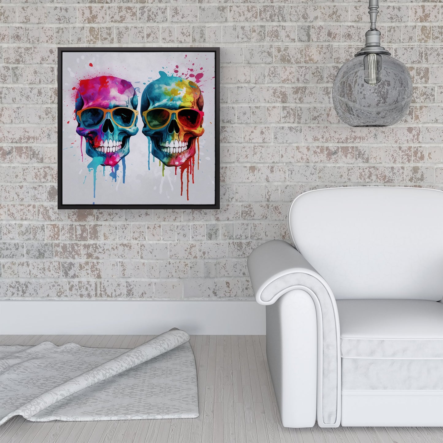 Splashart Happy Skeletons Framed Canvas