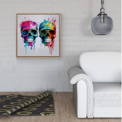 Splashart Happy Skeletons Framed Canvas