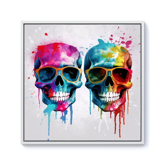 Splashart Happy Skeletons Framed Canvas