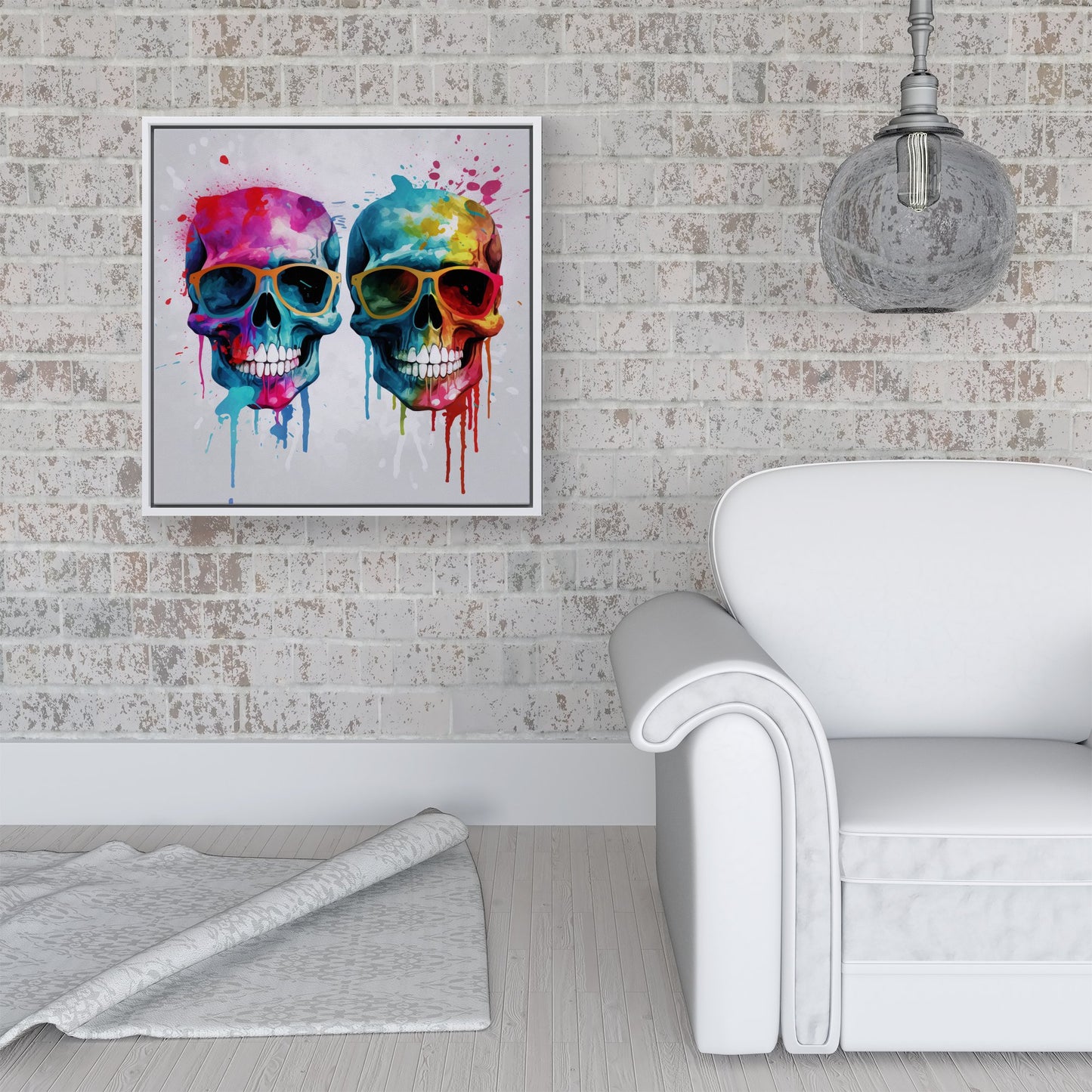 Splashart Happy Skeletons Framed Canvas