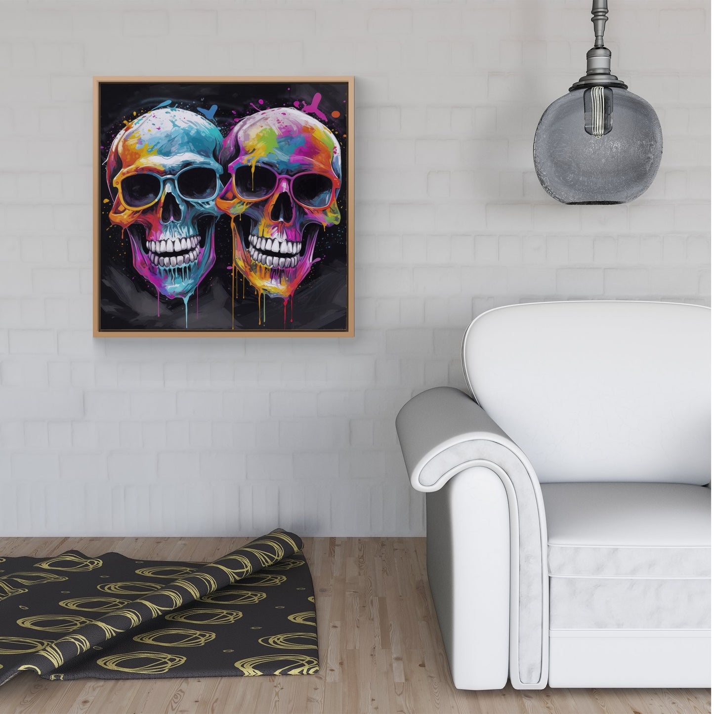 Splashart Happy Skeletons In Glasses Framed Canvas