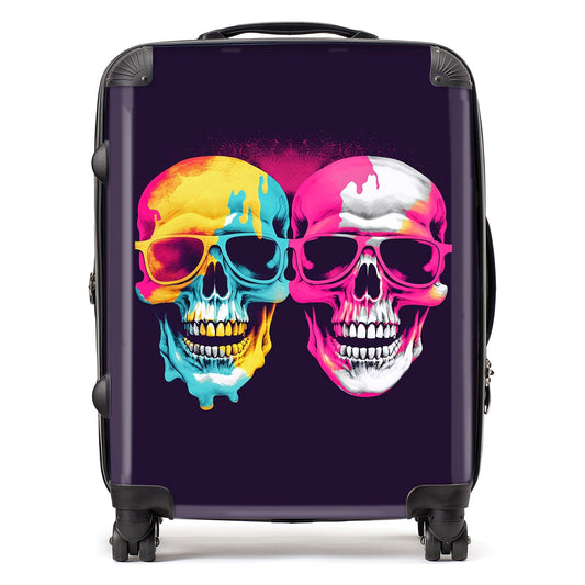 Pinks And Blue Happy Skeletons Suitcase