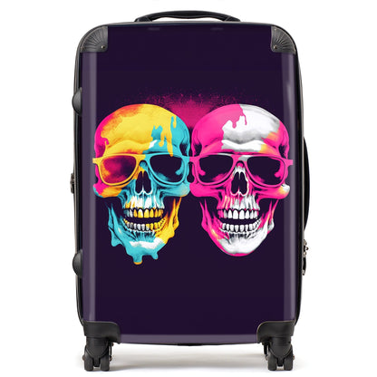 Pinks And Blue Happy Skeletons Suitcase