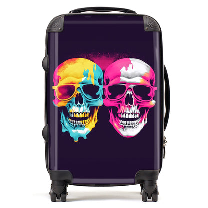 Pinks And Blue Happy Skeletons Suitcase